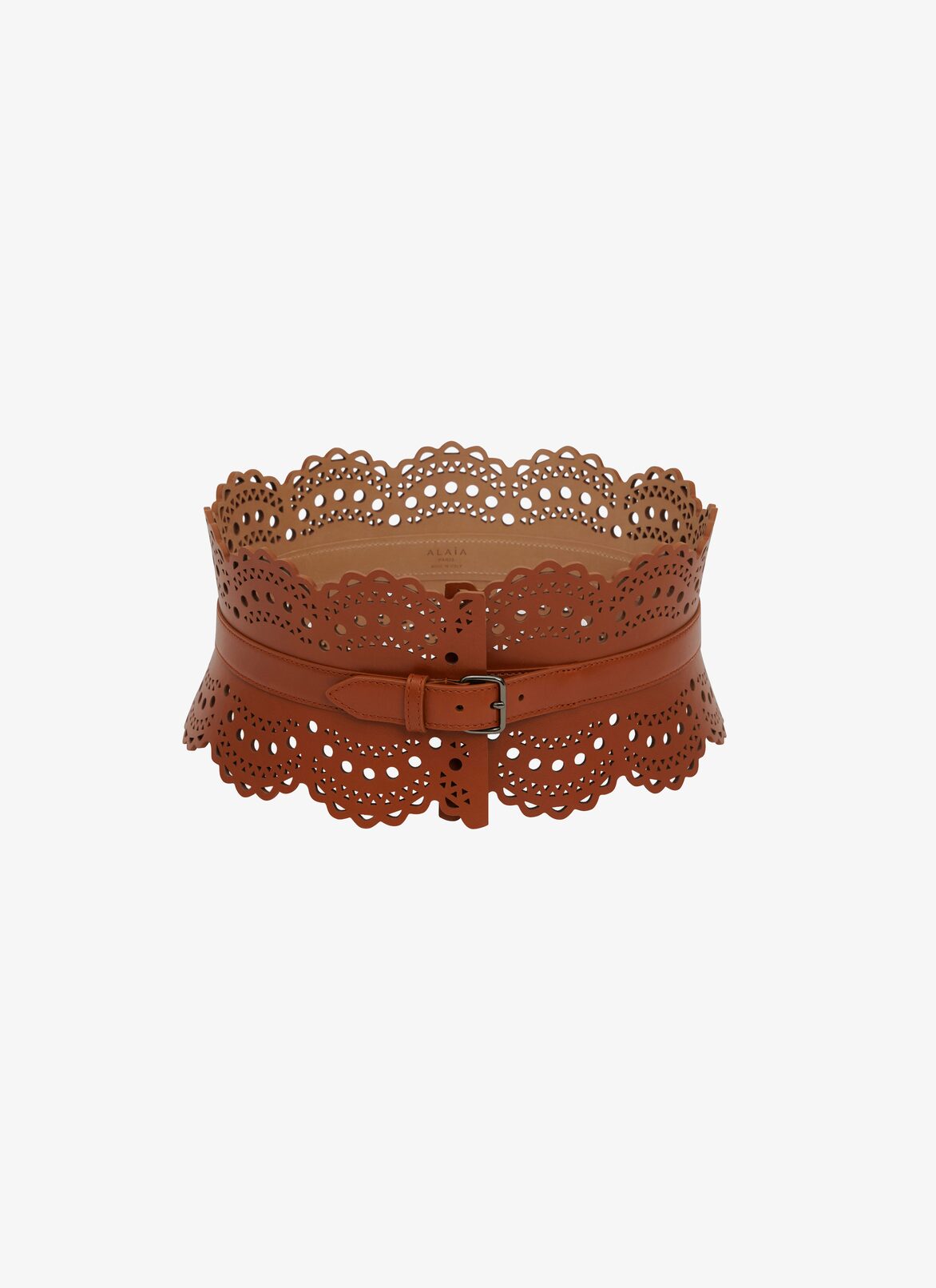 Bustier belt in vienne wave calfskin ALAÏA BROWN BUSTIER BELT IN VIENNE WAVE CALFSKIN